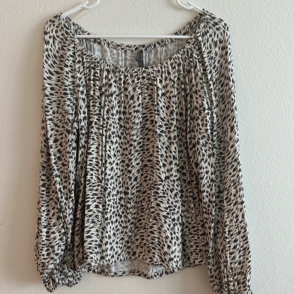 Anthropolgie top, animal print soft elastic waist size M